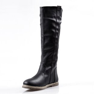  春秋季黑色平底高筒靴骑士靴长筒靴马丁靴女靴子高筒靴长靴潮韩版