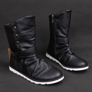  军靴 时尚潮流高帮靴 男士皮靴新品男靴子 韩版靴高筒靴男式靴子