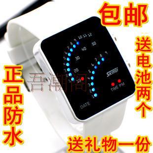  时刻美正品 复古时尚扇形LED手表电子表防水运动果冻表情侣时装表