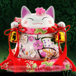 猫舍道乐堂本铺 日本正版 大花季招财猫 大号陶瓷摆件/圣诞礼物