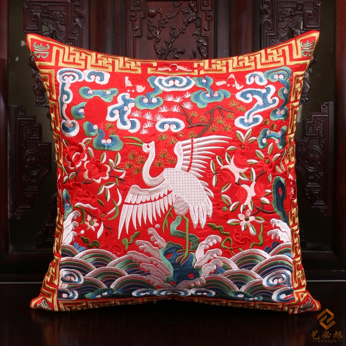 Xu Yi will Chinese classical Luxurious high-grade Red-crowned crane Embroidery Sofa cushions Pillows Customized Pillow By package backrestin the Home Fabric , Pillow/Pillow category - from Buy2taobao.com to provide professional Taobao agent buy service