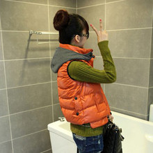 2012春秋装新品韩版加厚<span class=H>亮面</span>羽绒棉马甲背心连帽披肩马夹棉衣外套