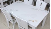 冲钻现代简约餐桌 白色钢琴烤漆长方形实木大理石桌椅组合小户型