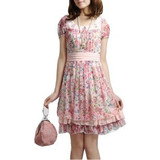 2011新款夏女装韩版短袖显瘦雪纺裙 碎花连衣裙 碎花裙 大码
