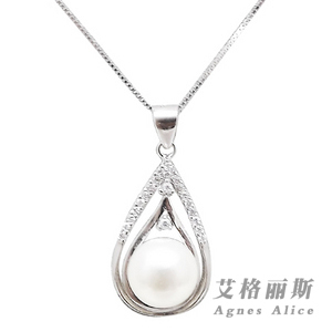  正品【艾格丽斯】天然淡水珍珠吊坠项链925纯银女珠宝 dz12