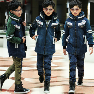  十点伴童装男童中大童冬装儿童韩版中长款加厚风衣外套超厚重