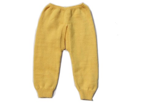 手工编织黄色婴幼儿羊毛线裤宝宝开档裤