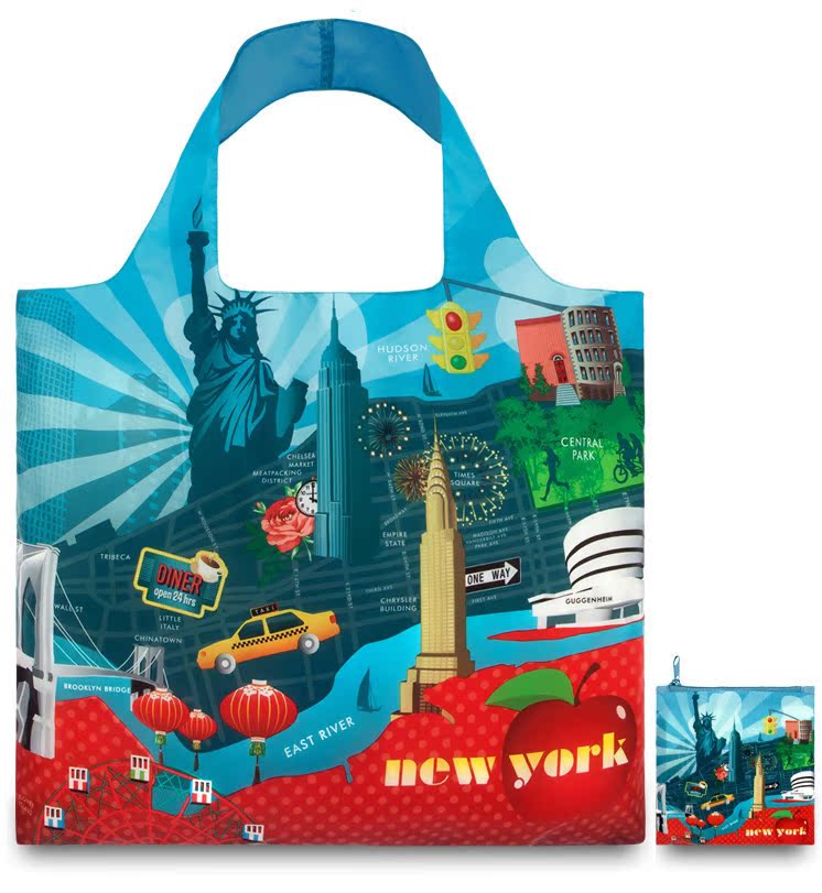 Overseas selling Germany LOQI fashion environmental protection Universal Bag waterproof light Shopping bag Spring Rolls New Yorkin the Storage consolidation , Home Storage appliances , Pouch , Shopping Bag/Bags category - from Buy2taobao.com to provide professional Taobao agent buy service