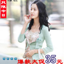 2012新品夏秋女装款韩版7分袖小西装紧身七分袖短外套坎肩 配胸花