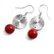 GXG纯银耳环-车花亮片红珊珠耳坠