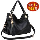 母亲节 2012新款女包缇娜格正品韩版包包流苏时尚黑色单肩包斜