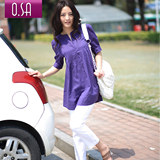 随意性感OSA2011春夏韩版新款中长款大码短袖衬衫衬衣女C90208