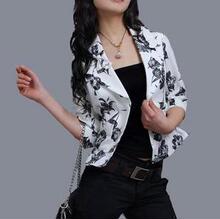 2010秋新款女装/热卖/正品/韩版/修身/OL式/印花/七分袖/短外套