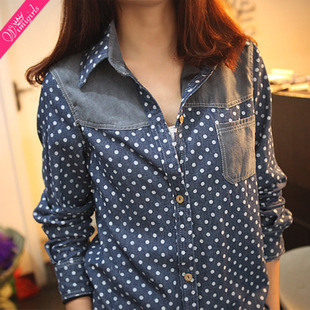 清新日式牛仔衬衫...