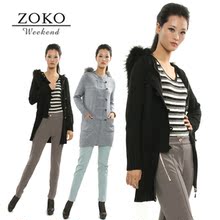 淘宝网ZOKO 2011 秋冬新款 复古钮扣 带帽长袖毛衣女外套 1A3M0298