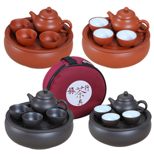 紫砂功夫茶壶包套装(包套装，)旅行便携茶具，车载旅游茶具整套泡茶陶瓷小茶具