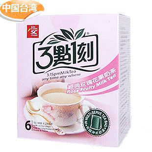  台湾进口零食特产 3点1刻三点一刻奶茶 经典玫瑰花果 6包/盒 120g