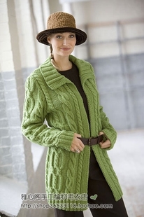 雅心阁<em>手工编织毛衣</em> <em>欧美风</em>草绿色羊绒混纺休
