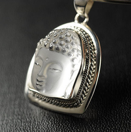 挪威Jewelry 天然白水晶 佛首 925纯银吊坠(无链)