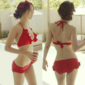 关于美好-韩国bikini花边三角大胸温泉性感比基尼游泳衣分体泳装