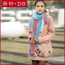谷纱正品2012新款春装女韩版套头带帽抓绒卫衣外套 C.S593T 包邮