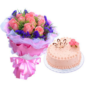 爱尚送生日鲜花蛋糕组合订花深圳鲜花速递全国配送杭州鲜花配蛋糕