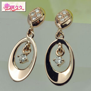  金铃8分18K白金群镶钻石结婚耳钉 正品包邮