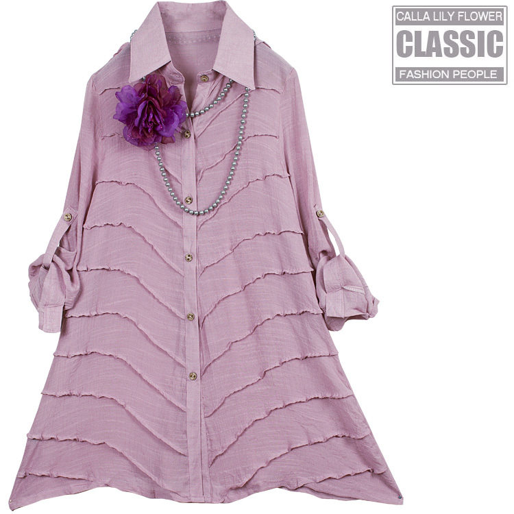 热销海芋花<span class=H>聚</span><span class=H>划算</span>促销衬衫大码衬衫女大码女装春装2L3-1108
