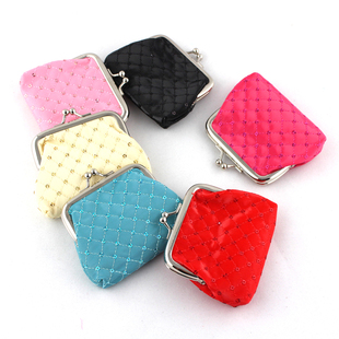  韩版 时尚菱格亮片搭扣零钱包 硬币包钥匙包 女士小包包 批发
