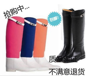 欧洲站新款长靴爱马仕骑士靴高筒靴女靴子张晓
