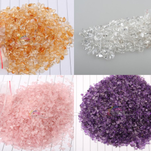  iswin 天然水晶消磁工具 半斤大粒紫粉白蓝黑曜石碎石 鱼缸花盆石