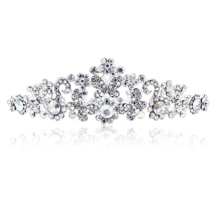  千色新娘 蝶恋花  韩式花朵水钻结婚皇冠头饰品 公主婚纱发饰插梳