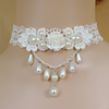白色蕾丝玫瑰简约哥特洛可可宫廷女王新娘复古项链项圈颈饰颈链