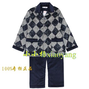 特价包邮 司派罗冬装 短<em>毛绒</em>雕印相拼男<em>棉睡衣</em>