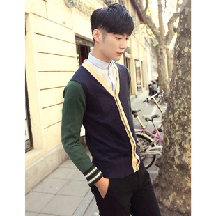 英伦经典搭配<em>男士</em>针织开衫百搭学院风<em>男士开衫</em>