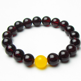  晶美人珠宝 天然水晶手链 十二星座 天然石榴石加黄玉 水瓶座