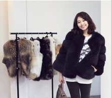 韩国原单新款狐狸毛皮草外套 进口蓝狐黑色狐狸整皮外套 皮草 FUR