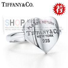 Durazno 925 Tiffany corazón de plata anillo de cajas de la joyería de regalo