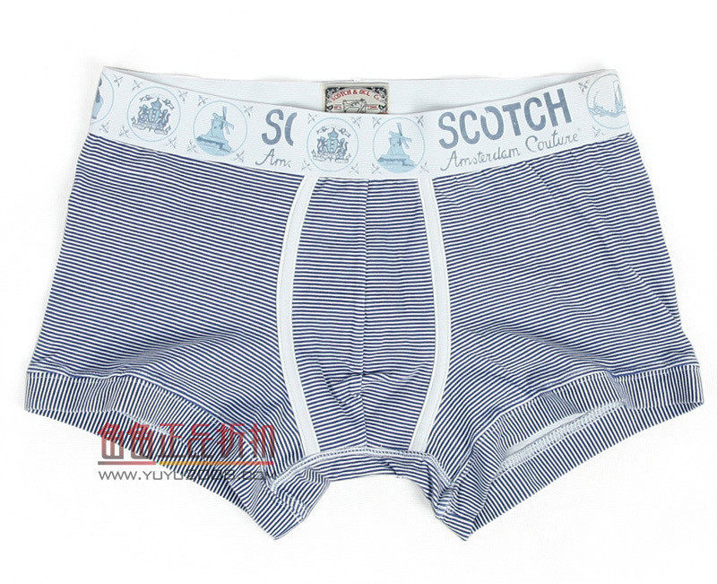 荷兰一线品牌 S*cotch & Soda 英伦条纹图案 男款平角内裤