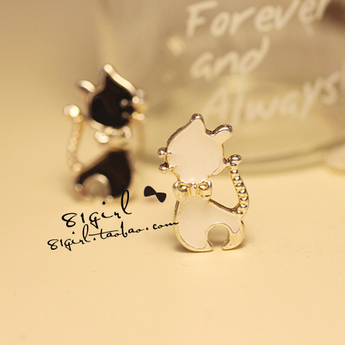 可爱黑白耳夹耳钉...