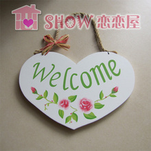 限时秒杀9.99元!田园木质欢迎光临WELCOME门牌挂牌装饰牌壁