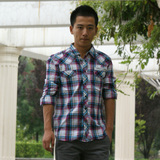 JackJones/杰克琼斯专柜正品 男士艳色格子长袖衬衫05045