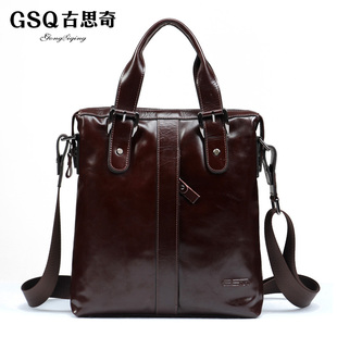  GSQ男包 新款发布 英伦风尚 油腊牛皮 男士单肩包斜挎包手提包