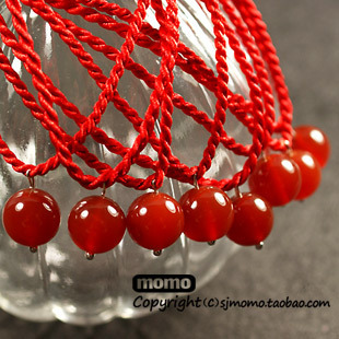  MOMO天然水晶 本命年红绳 单珠红玛瑙好运手链 满128元礼物