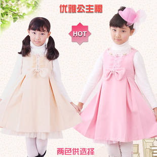  儿童冬装新款 韩版女童连衣裙背心裙中大童公主裙加厚保暖