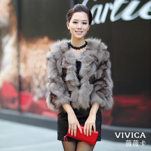 预售 VIVICA 2012春装新款皮草 进口狐狸脚毛女装披肩外套VA0812