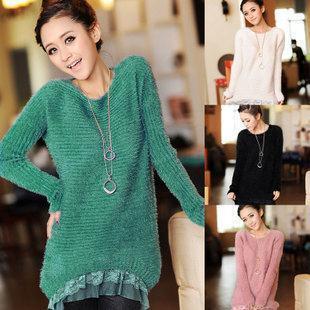 蕾丝花边低领打底衫...