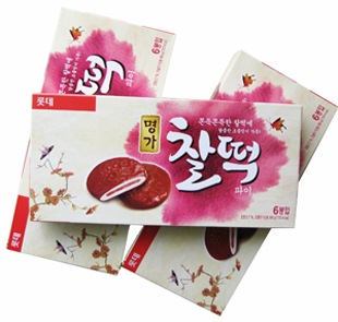  (0332)韩国进口零食 乐天打糕 巧克力夹心打糕派186g 6枚入