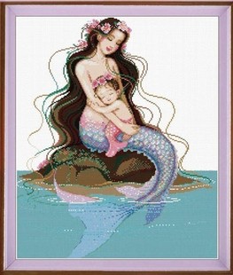 美人鱼十字绣线绣2024刺绣卧室，小件母子情深母亲节，小图儿童房