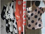 韓國夏季新品大波點圓點可愛雪紡復古公主寬松短袖t恤